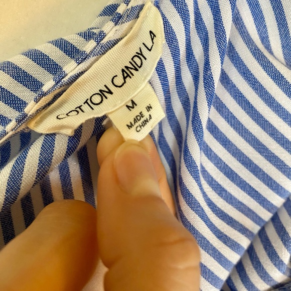 Blue & White Stiped Cutout Tie Vacation Dress - Picture 6 of 9